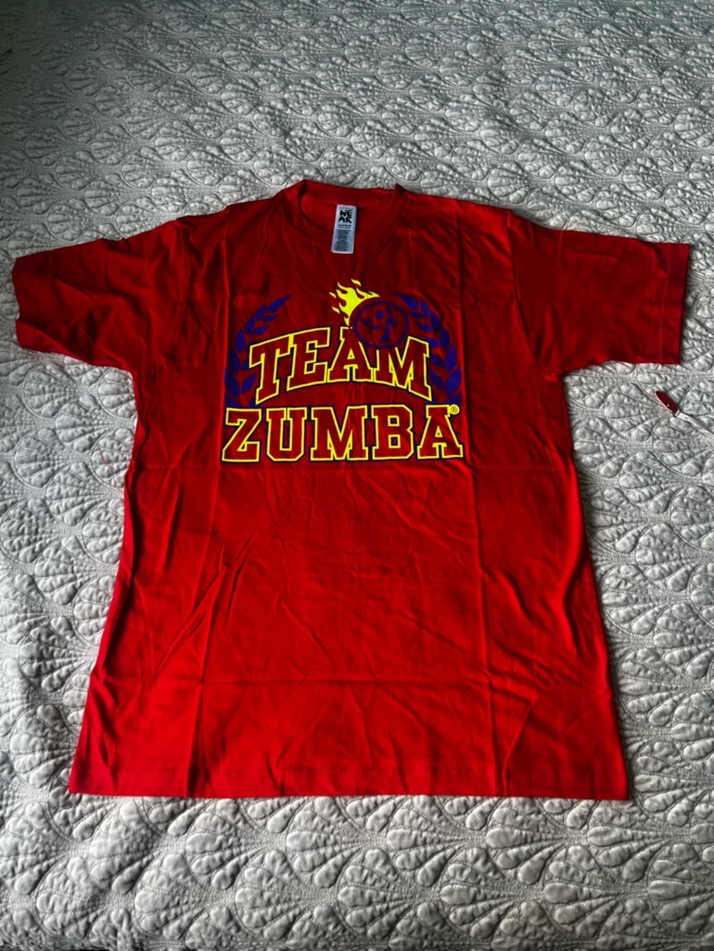 Zumba Fitness Red "Team Zumba" Short Sleeve Tee Large Nwt
